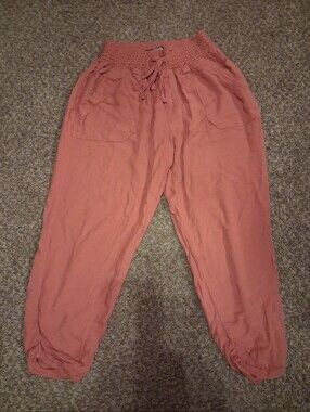 Rewash Burnt Orange Cropped Elastic Waist Pants